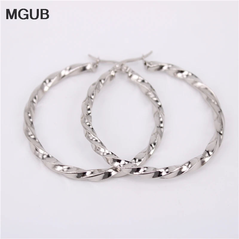 Не выцветает классические серьги кольца из нержавеющей стали серебряного цвета