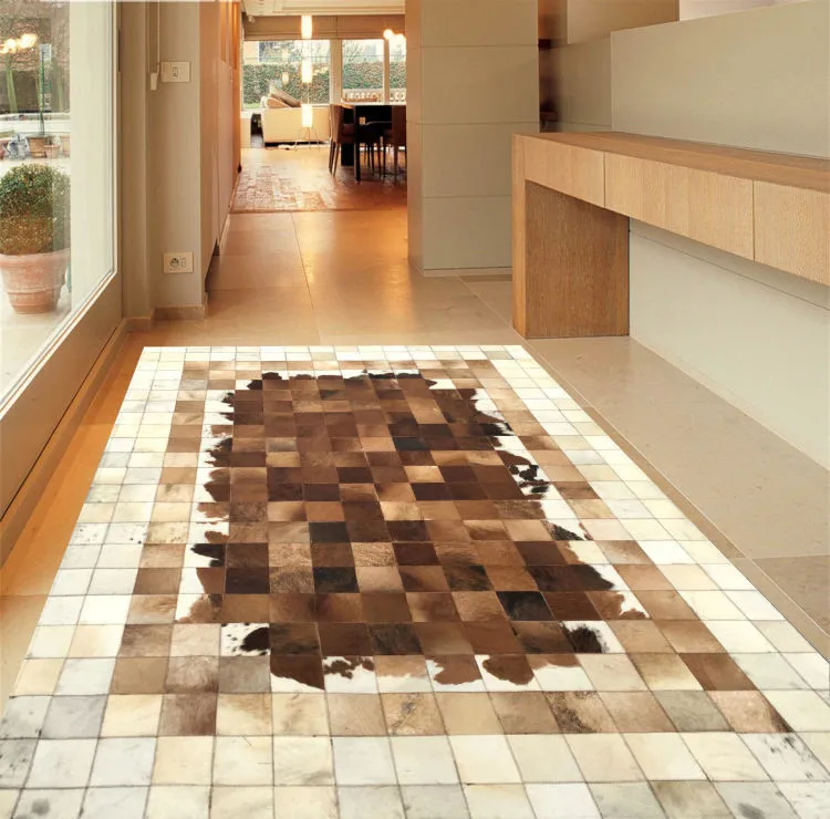 

2018 free shipping 100% natural genuine cow leather european carpet