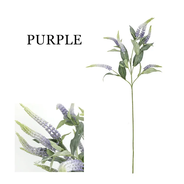 Purple HI-Q 83 см искусственный цветок Шелковый завод зеленая трава ветка Декор домашний стол Декор сад Отель Свадебный цветок расположение букет - Цвет: Purple
