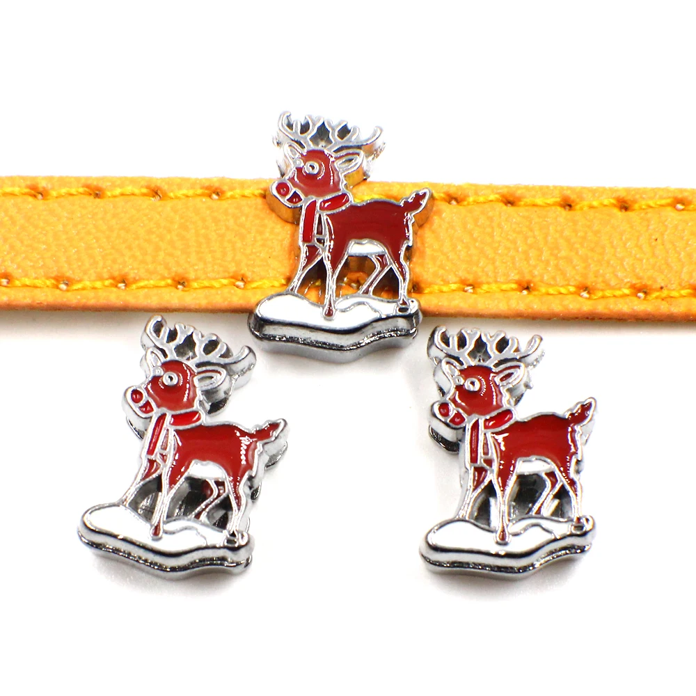 30 шт. 8 мм сплава Симпатичные Рождество Лось Олень слайд Талисманы Бусины DIY