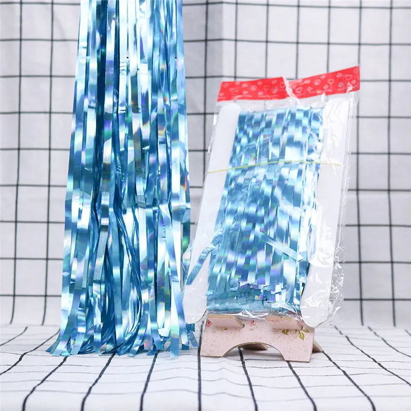 light blue 1*2 м золотой розовый Радуга блесток фон фольга бахрома занавеска с блестками день рождения дождь для свадьбы стены юбилей украшения - Цвет: light blue