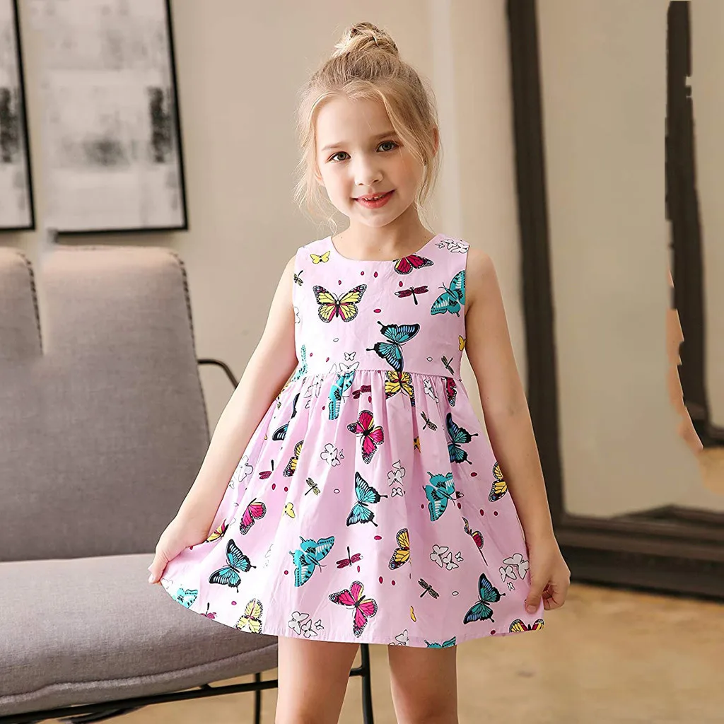 Детское платье 2019 Топ для маленьких детей ночное белье девочек хлопок принт с