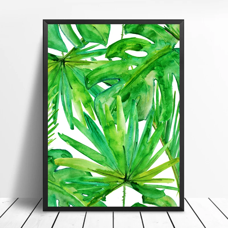 Акварель тропический свежий Лист Плакат в скандинавском стиле стены искусства
