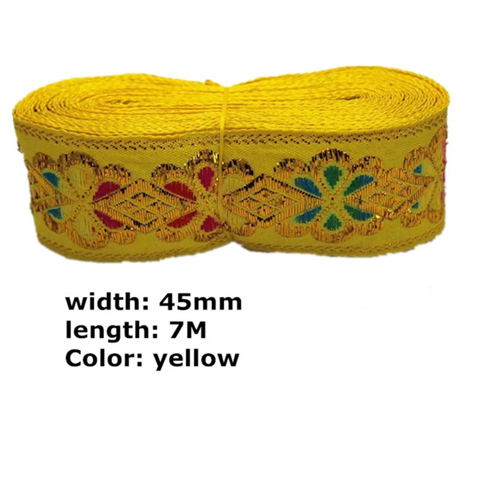 DC 7 м * 45 мм золотая нить для вышивки жаккардовая лента тесьма DIY Швейные