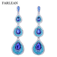 farlena jewelry vintage water drop earrings with crystal rhinestones long wedding earrings