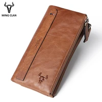 women wallet genuine leather female coin purse rfid double zipper ladies long clutch bag credit card holder phone wallets woman
