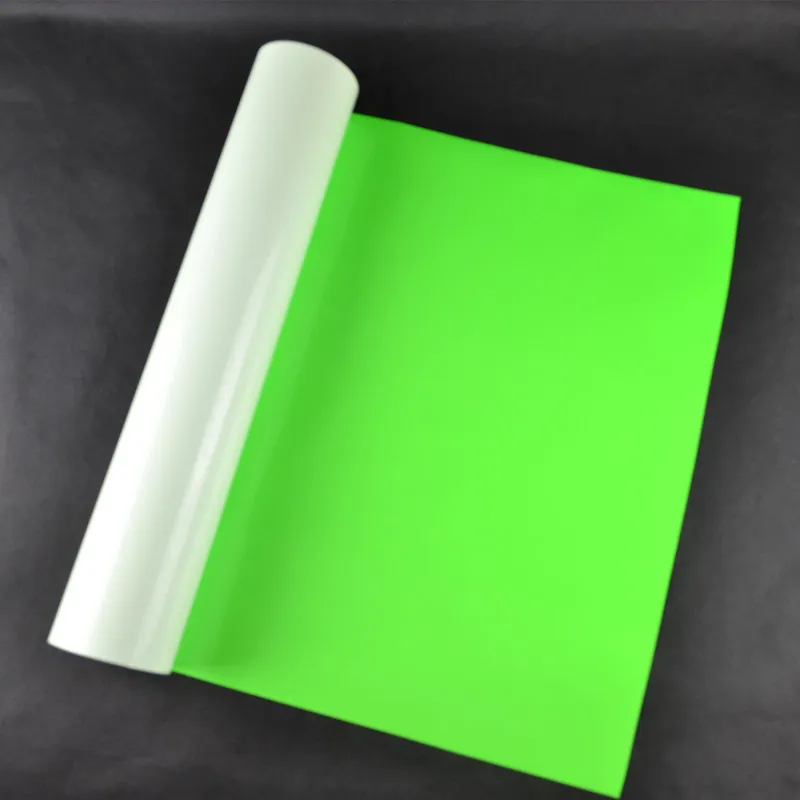 (50 см x 25 м/рулон) ПУ Гибкая неоновая зеленая цветная теплопередающая Бумага Винил
