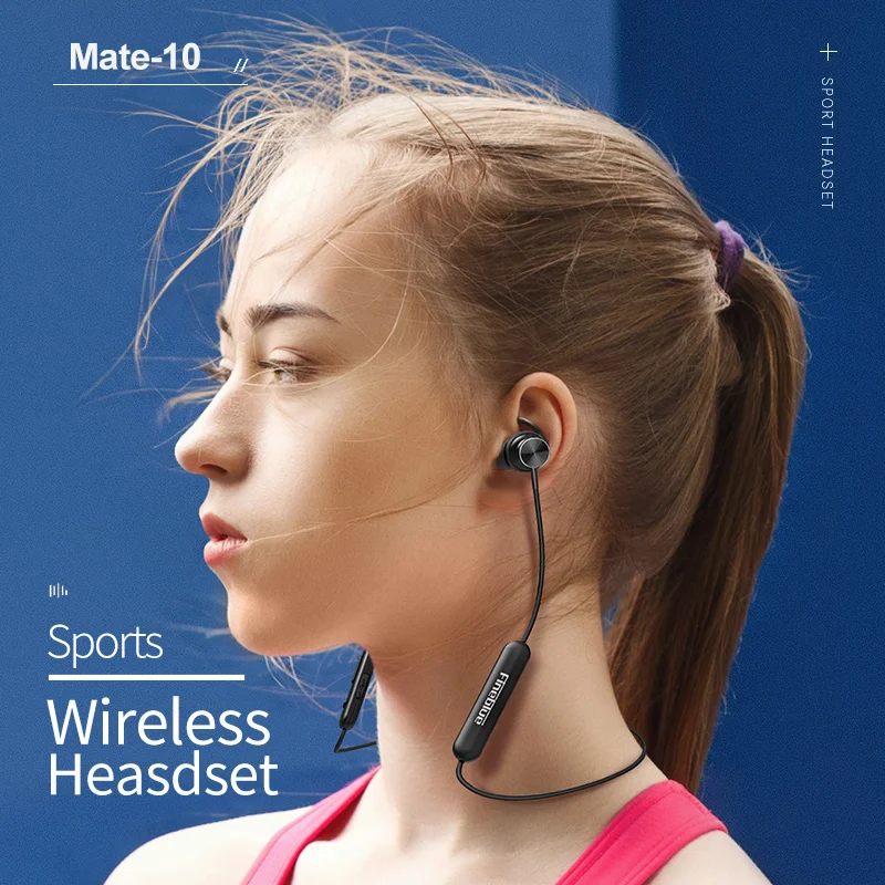 Беспроводная Магнитная Bluetooth-гарнитура FineBlue Mate 10 с шейным ободом спортивные