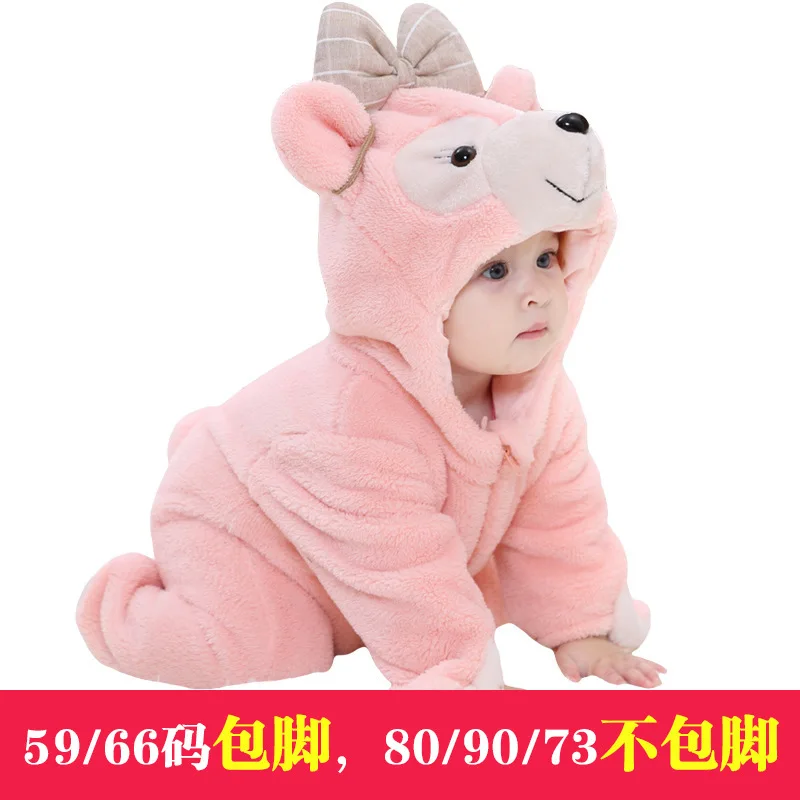 Pink Детские комбинезоны с животными; модельный костюм для новорожденных; комбинезон для прогулок; Зимняя серия с медведем для мальчиков и девочек; Цельные Ползунки; костюмы; одежда - Цвет: Pink