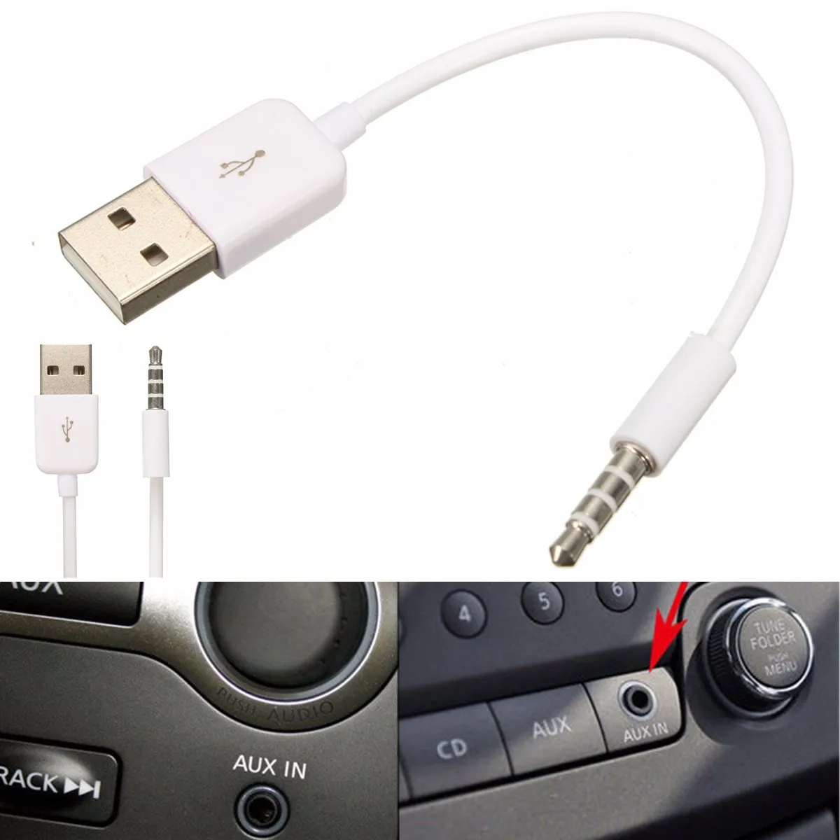 Универсальный Автомобильный Кабель с USB 2 0 на 3 5 мм со штекером типа Папа папа