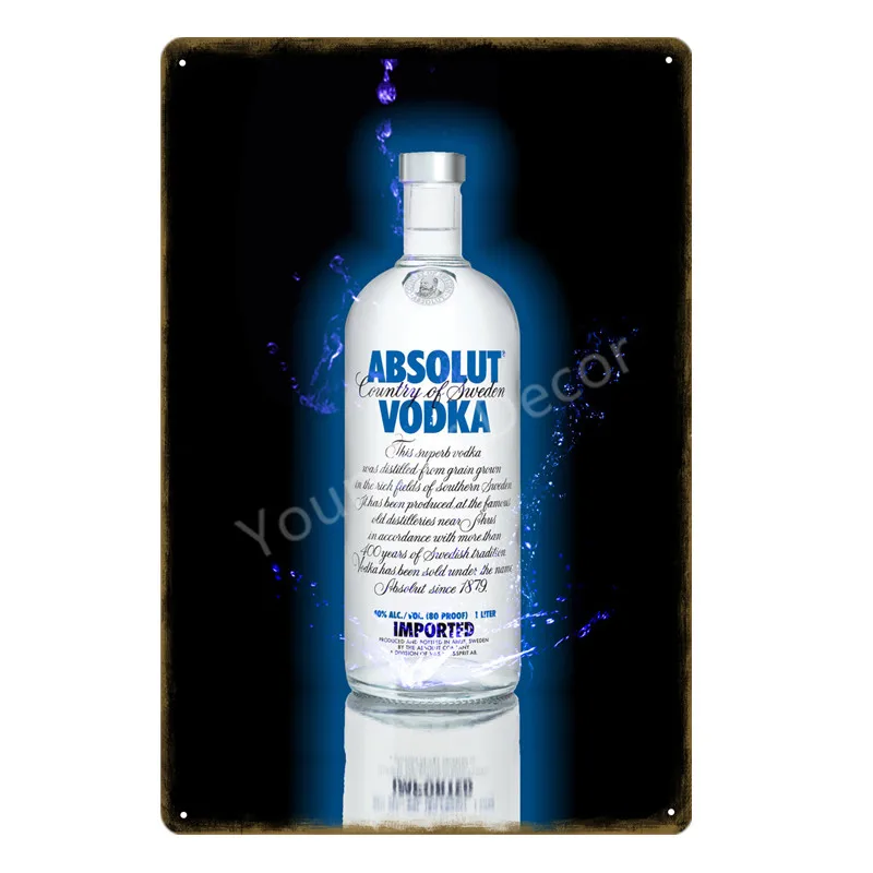 Absolut водка металлическая жестяная вывеска страна ШВЕЦИЯ Пиво Вино стены искусства печати железа плакат Винтаж Бар Паб домашний декор табличка YA205 - Цвет: SKU1312C