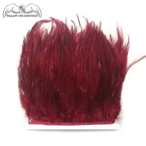 burgundy 10 ярдов 8-15 см натуральный Hackle куриное перо отделка петух перо лента бахрома для платья/юбки/ремесла DIY аксессуары - Цвет: burgundy