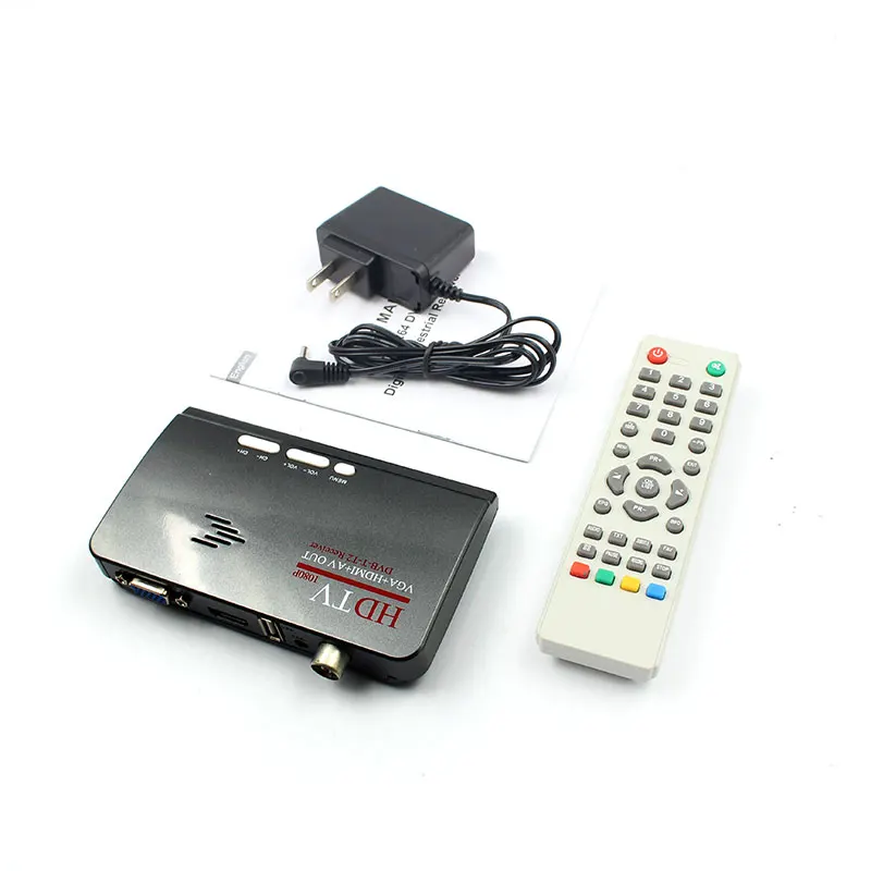 Цифровая ТВ коробка 1080 P HDMI DVB-T DVB-T2 ТВ коробка VGA AV CVBS тюнер приемник с дистанционное управление, разъем HDMI HD 1080 P VGA DVB-T2