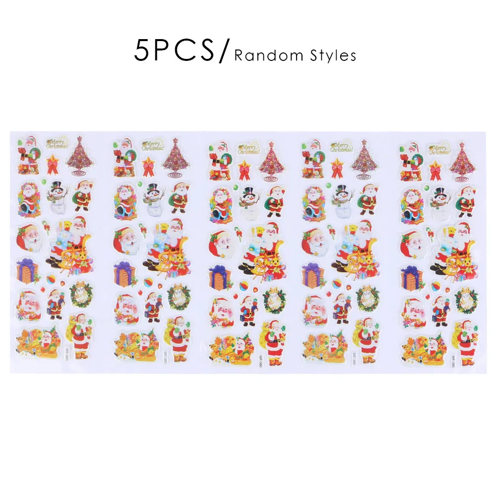 5 pcs Рождественские подарки 1/5/10 шт 3D коробки пузырь Стикеры Санта Клаус Пышное Стикеры счастлив год Рождественский Декор для детей DIY награда - Цвет: 5 pcs
