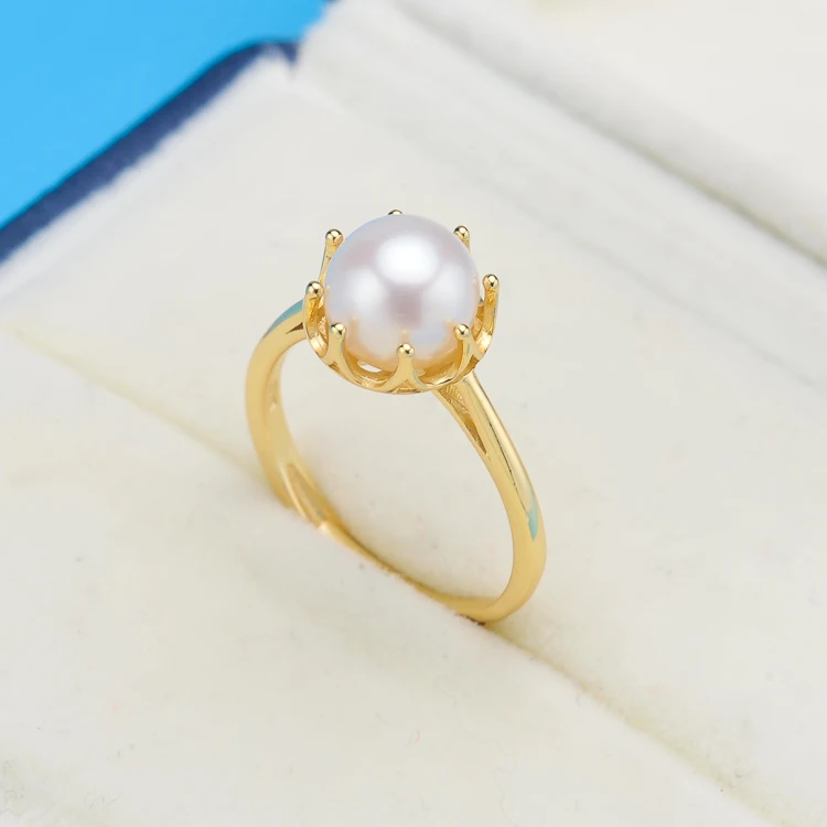 925 Silver Fashion Charm Crown Pearl Ring Finger Settings Adjustable Findings Jewelry Parts Fittings Accessories | Украшения и