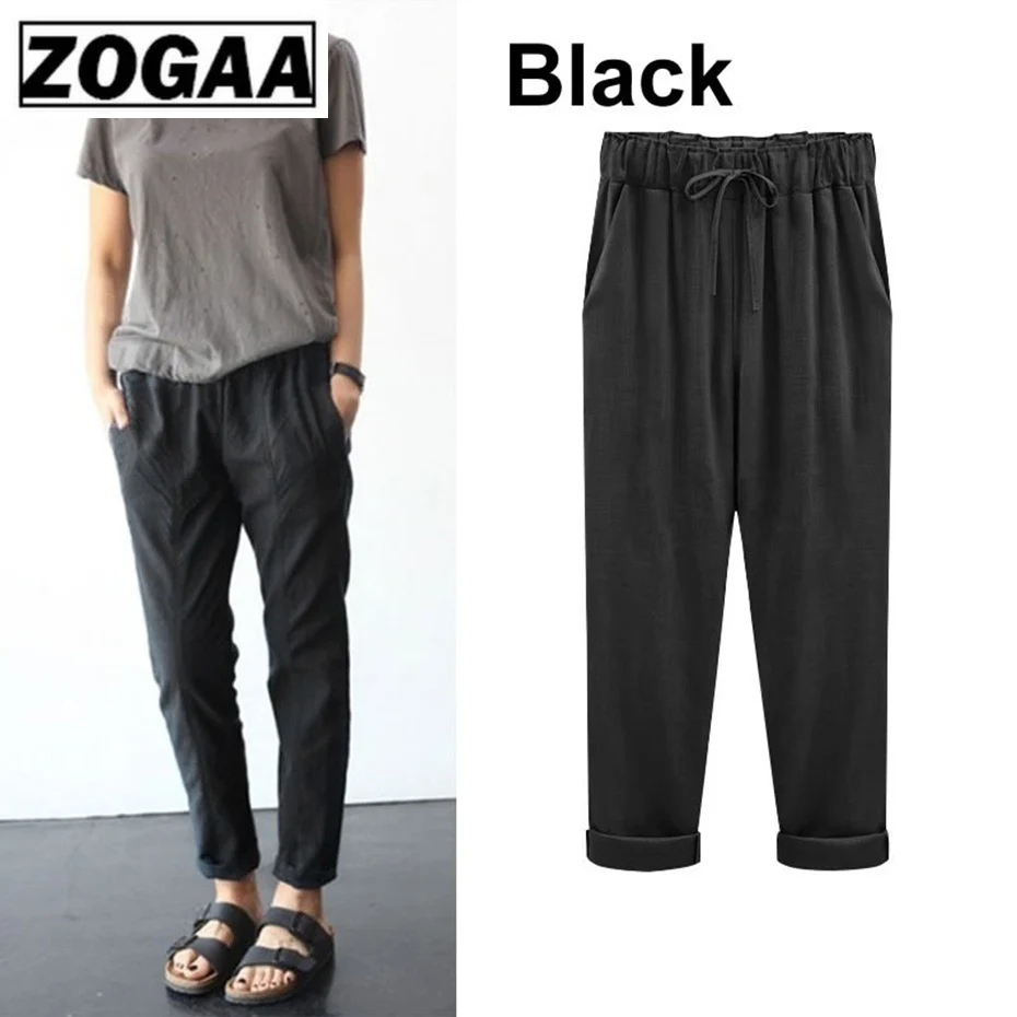 Женские шаровары с оборками ZOGAA повседневные свободные брюки высокой талией до