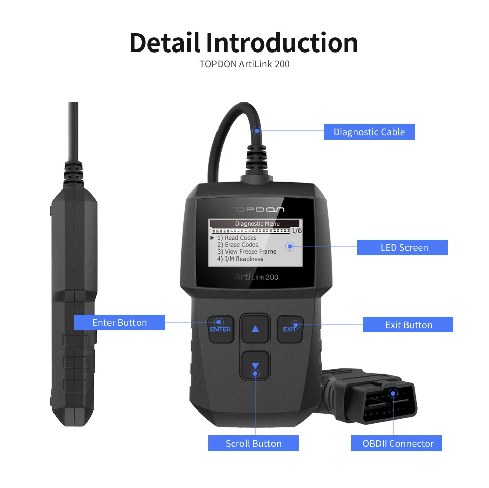 Автомобильный диагностический инструмент TOPDON arilskino 200, автоматический OBDII OBD2 сканер, механический Автосканер для OBD 2 II автомобиля X431 Creader 3001