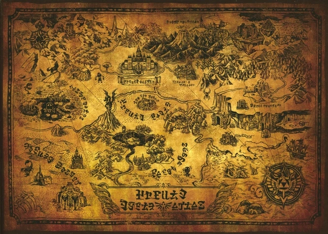 Под карты мира легенда о Зельде видео игра постер ретро холст живопись DIY