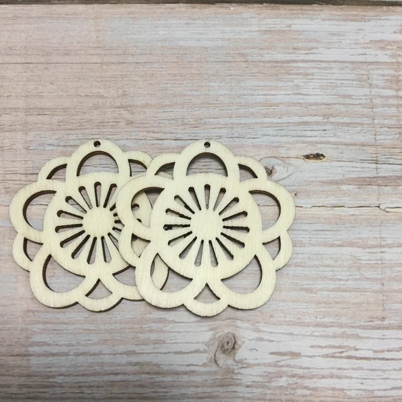 set of 30 floral circle flower DIY wooden earrings | Дом и сад