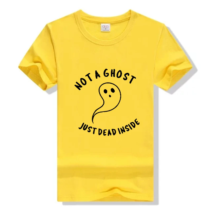 Женская футболка с надписью NOT A GHOST JUST DEAD INSIDE хлопковая Повседневная унисекс