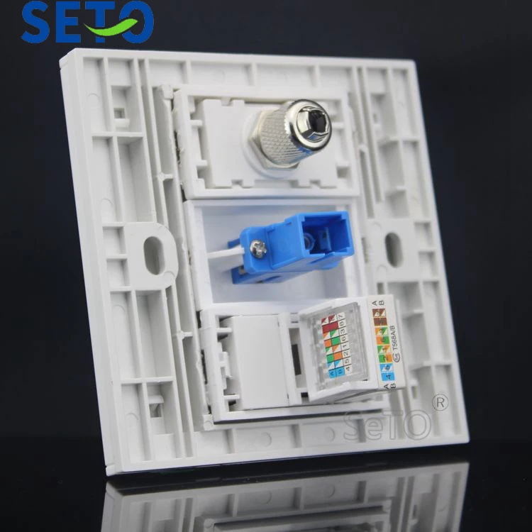 SeTo 86 Тип оптическая SC + RJ45 Cat5e сетевая ТВ настенная пластина гнездо Keystone Лицевая