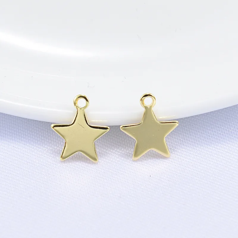 

50pcs 10mm filigree Star charm 24K Gold Color copper Necklace Bracelet earring Pendant Connector Women Clothing Accessories
