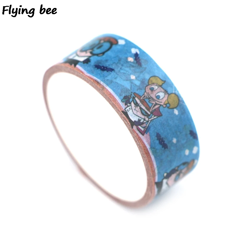 Flyingbee 15 мм X 5 м Бумага васи лента Декстер лаборатория забавная клейкая лента DIY Скрапбукинг стикер мультяшка маскирующая лента X0340