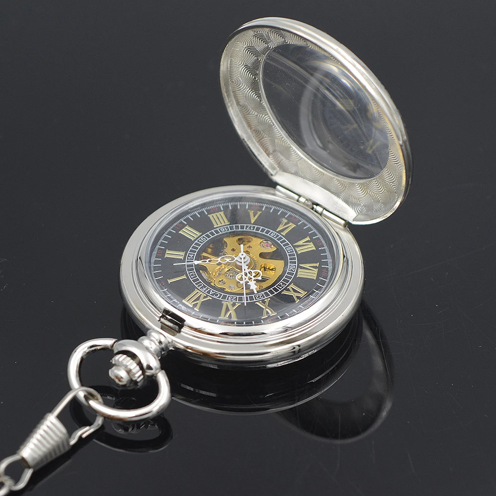 Мужские часы скелетоны в стиле стимпанк прозрачный механический серебристый