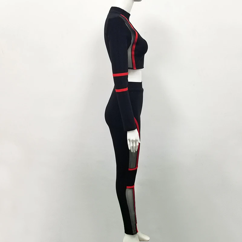 Deavogy 2019 Women Sexy Bodycon long sleeve mesh two pieces Evening Party bandage Jumpsuits Hot Sale | Женская одежда