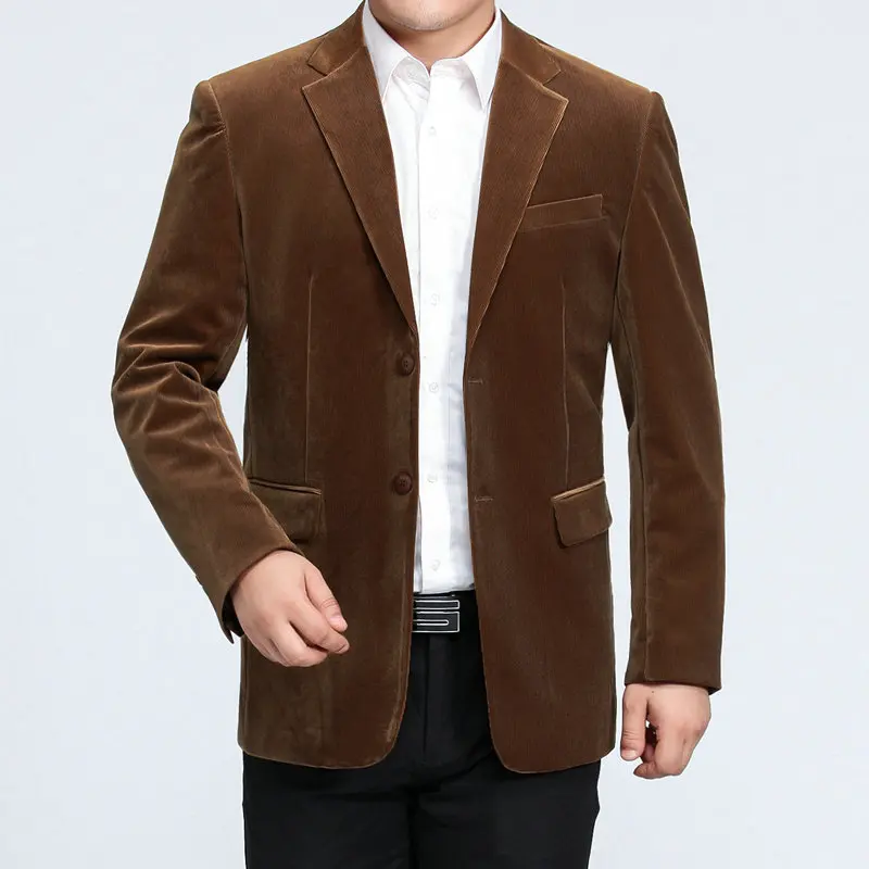 camel blazer WAEOLSA, мужские полосатые бархатные блейзеры, элегантные одноцветные пальто, мужской шерстяной Блейзер, Hombre, вельветовый костюм, мужские куртки, красный, темно-синий - Цвет: camel blazer
