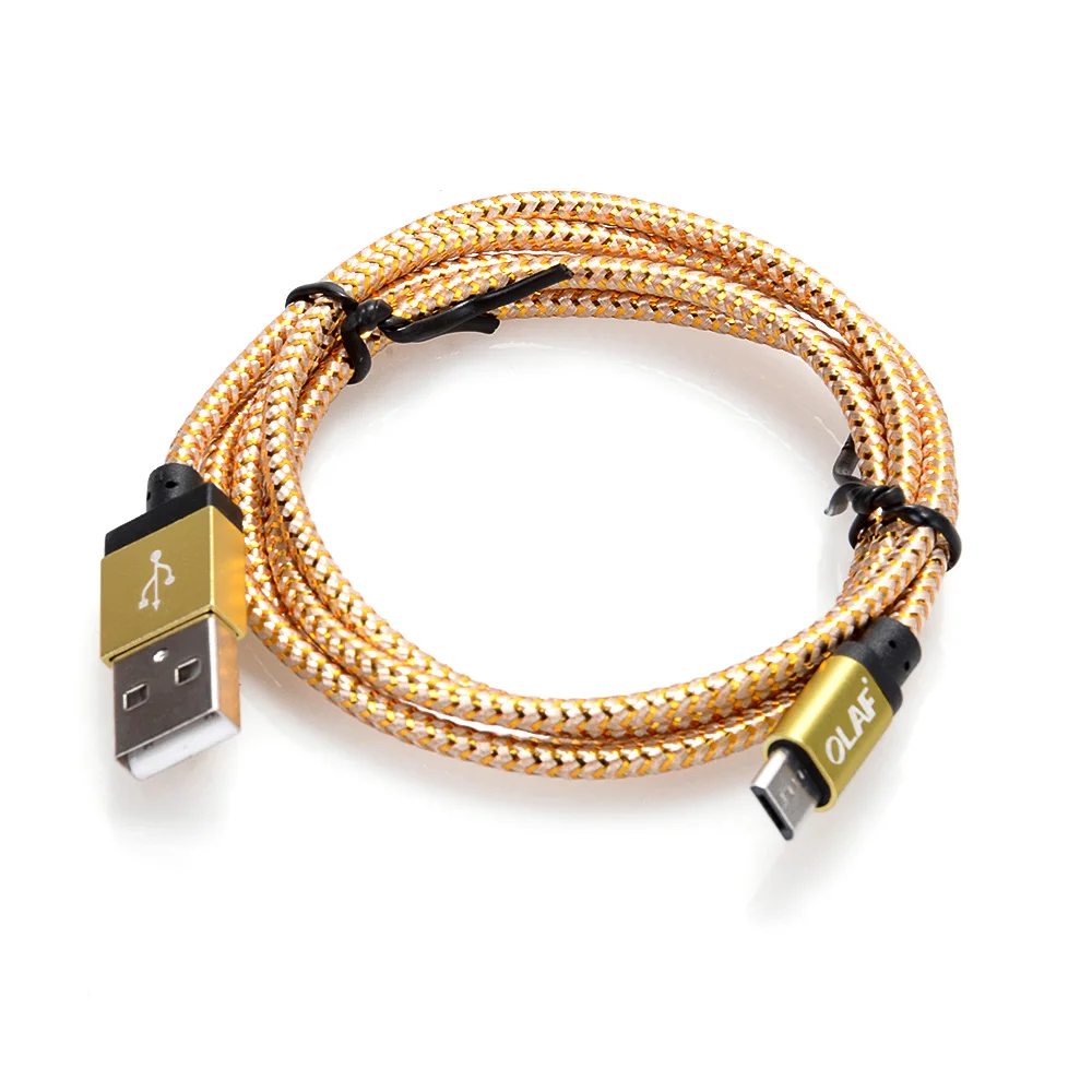 Gold Олаф микро USB кабель 1 м 2 м 3 м 2A нейлон быстрое зарядное устройство USB кабель для передачи данных для samsung Xiaomi LG Android мобильный телефон usb кабель для зарядки - Цвет: Gold