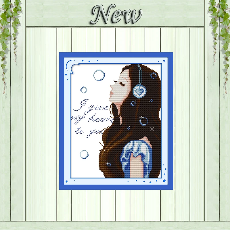 Inner voices beauty girl love decor painting counted printed on canvas DMC 11CT 14CT Cross Stitch kits embroidery needlework Set | Дом и сад