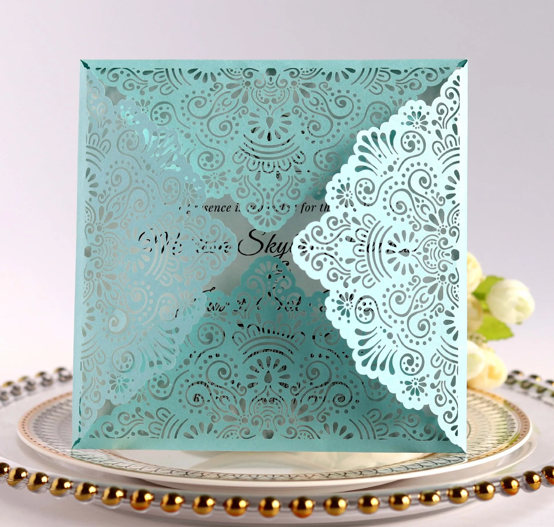 50 шт./лот) Лазерная пустотелая Свадебная карта слоновая кость отель бизнес приглашение Блестящий Пояс приглашение на заказ