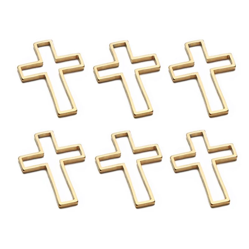 Позолоченные Подвески кресты из нержавеющей стали 10 шт./лот геометрические Полые ожерелье сделай сам