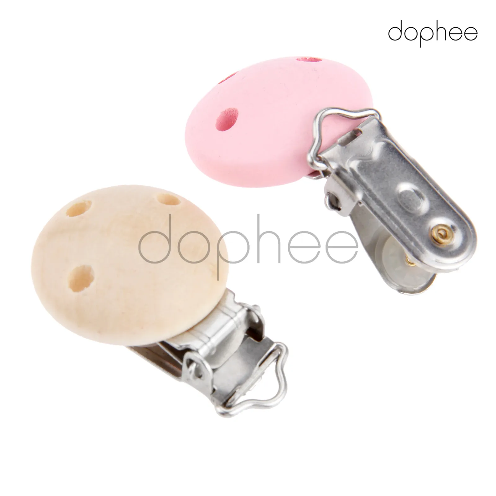 Dophee 10 шт. многоцветные натуральные деревянные детские соски с клипсами пустышка