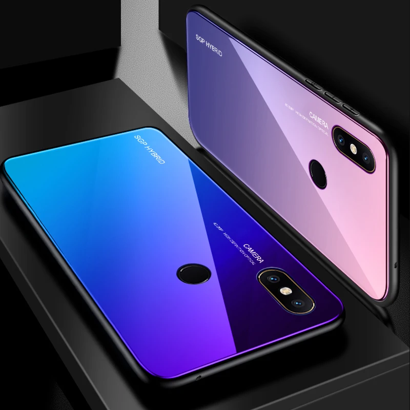 Градиентный чехол из закаленного стекла для Xiaomi Mi A2 8 Lite задняя крышка 9 PocoPhone F1 Pocof1