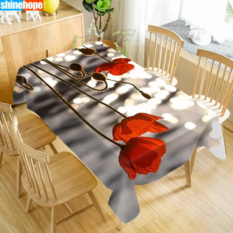 Скатерть с маками, цветами и маком, моющаяся ткань, плотная, Оксфорд, Прямоугольная Скатерть для свадьбы, размер 100X140 см/140X200 см - Цвет: tablecloths 18