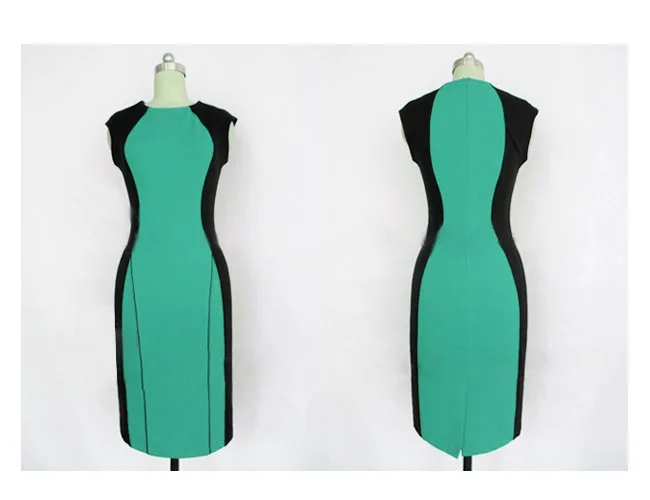 2014 spring-summer knitted hit color patchwork silm sexy dress o-neck sleeveless bandage dresses for women | Женская одежда
