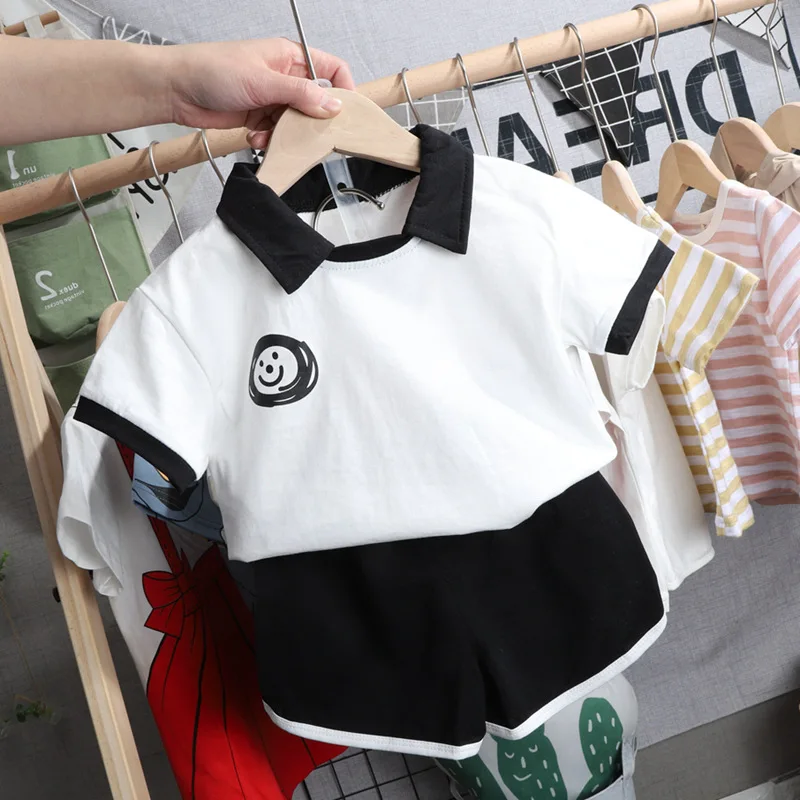 Летние комплекты одежды для мальчиков и девочек с мультяшным принтом 2019 Детская