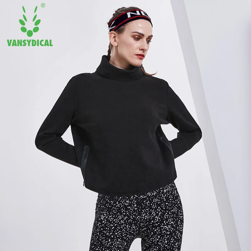 Vansydical осень-зима Новый Стиль высокого воротника Спорт Бег Йога Топы Для женщин
