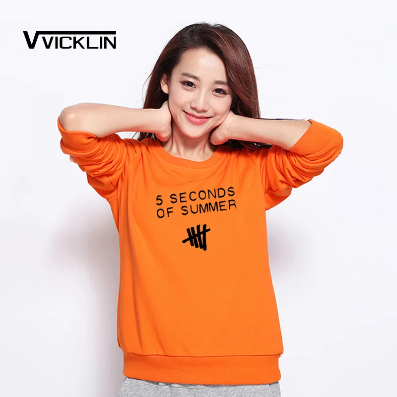 Женская толстовка с принтом 5SOS длинный рукав хлопок круглый вырез женские топы в