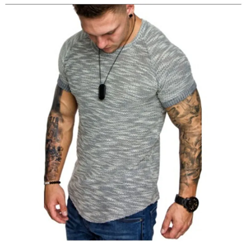 Весна/Лето 2019 новый шаблон круглый вырез горловины плотная короткий рукав для