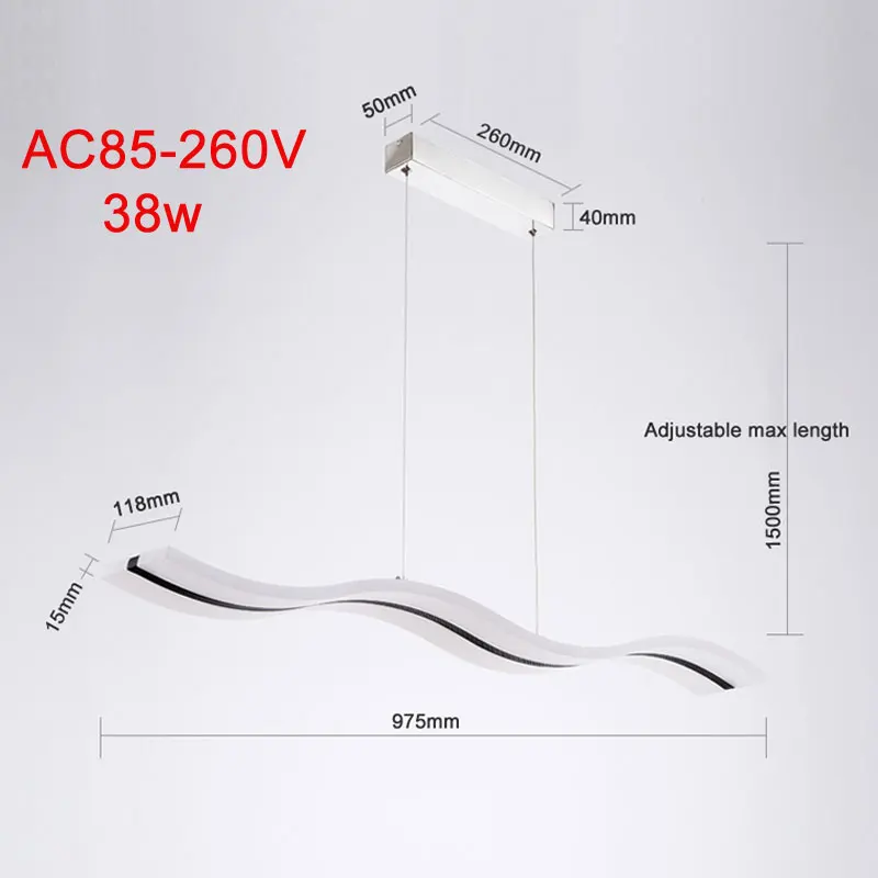 Креативный современный волнистый светодиодный подвесной светильник S 38 Вт