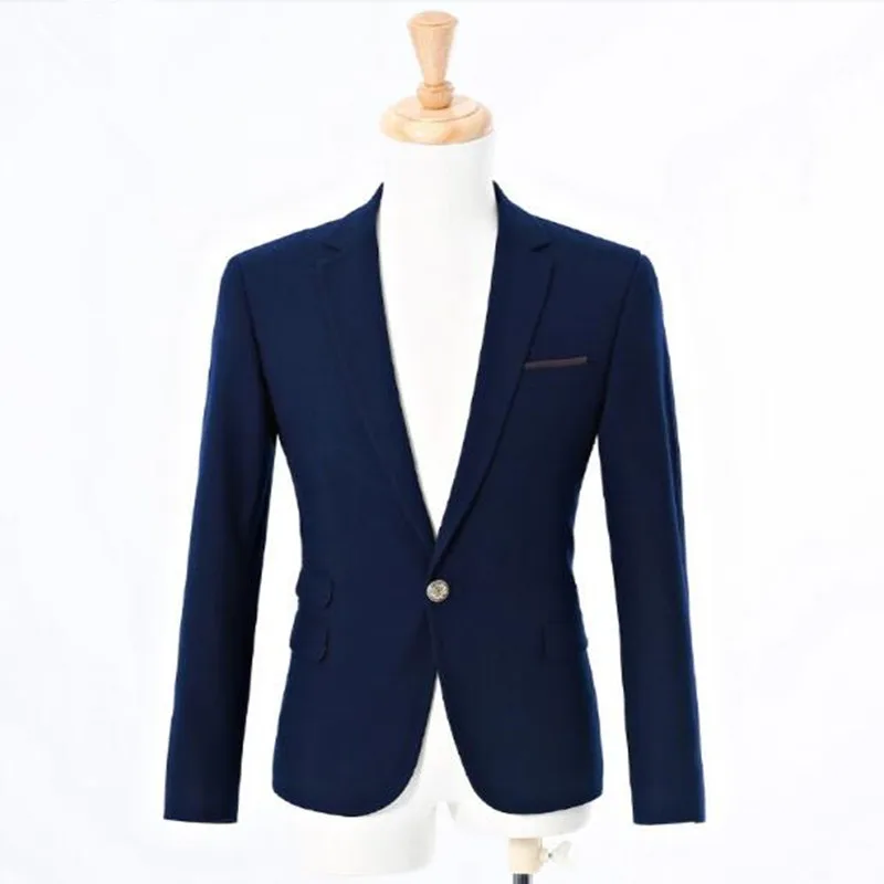 Новое поступление мужской пиджак однотонный на одной пуговице для работы