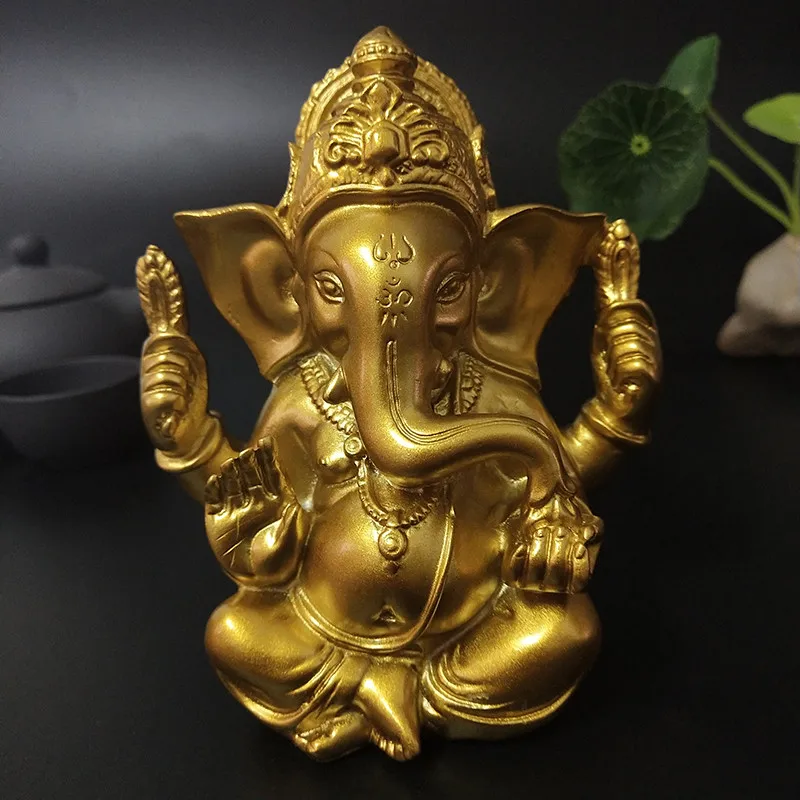 الذهب الرب غانيشا بوذا تمثال الهند الفيل الله غانيش النحت ديكور المنزل بوذا التماثيل منزل مكتب حديقة الديكور