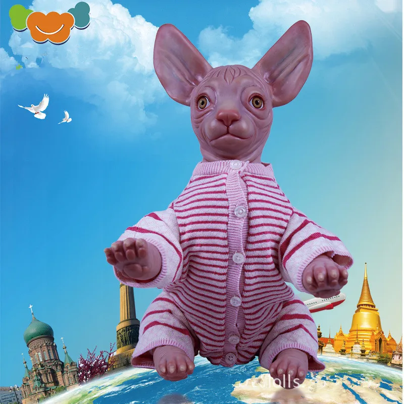 48 см Reborn dolls Sphinx безволосый Кот реалистичный винил настоящая жизнь декоративные