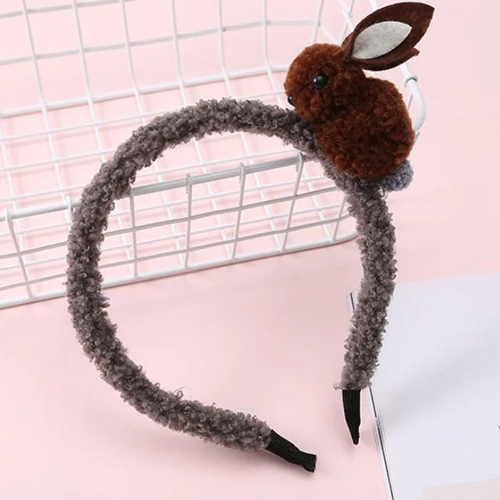 hairband Brown 1 шт Новые дети милый кролик повязки на голову заколки для волос с фигурками животных плюшевый кролик с ушами заколки для волос девушки аксессуары для волос - Цвет: hairband Brown