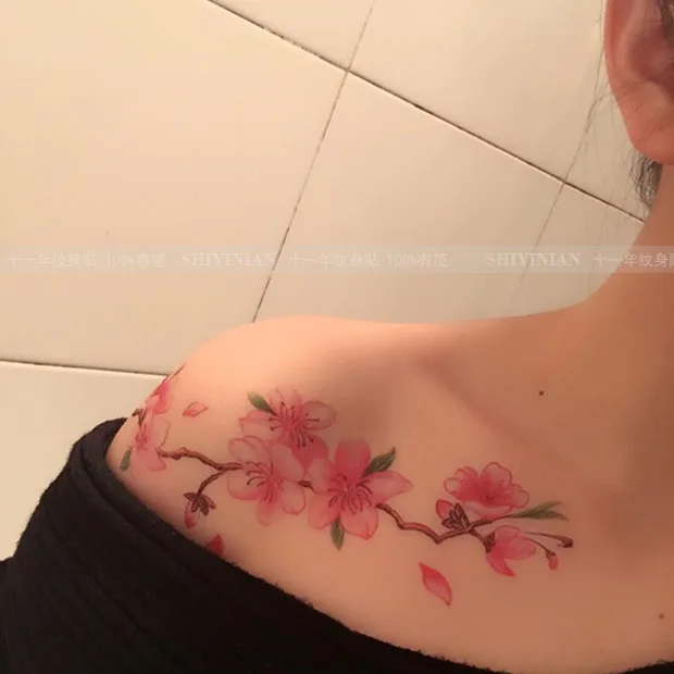 Сакура Водонепроницаемый временные Татуировки Наклейки женский стойких секс