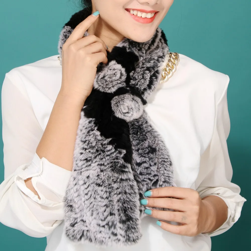 2018 шарф женский мех кролика рекс шейный модный шарм теплый накидка шаль палантин