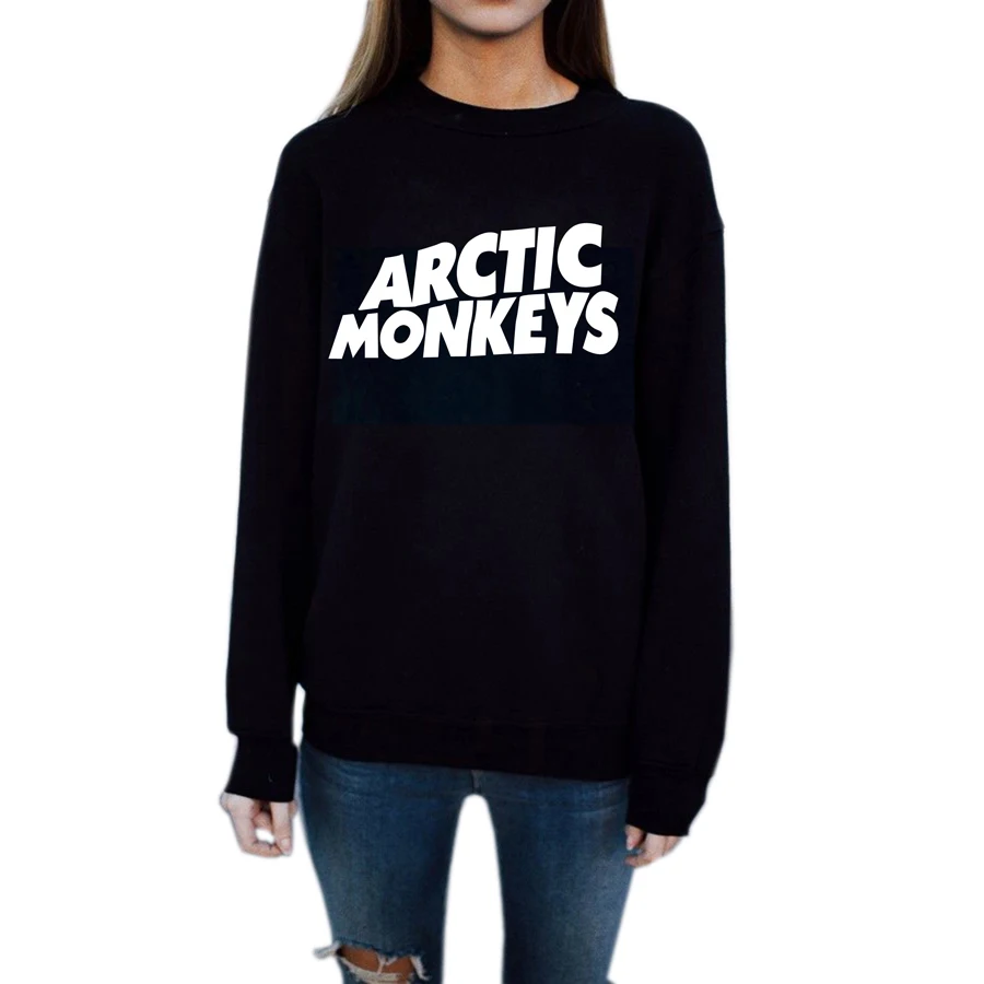 Dingtoll Arctic Monkeys Повседневное печатных moletom Harajuku с длинным рукавом Hipster музыка в стиле Панк кофты Толстовки wmh72 - Цвет: Black 1